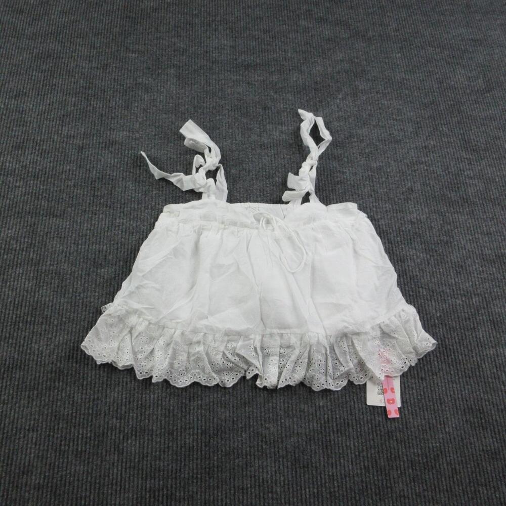 CIDER Tank Womens S White Camisole Eyelet Ruffle Lined Spaghetti Straps NWT